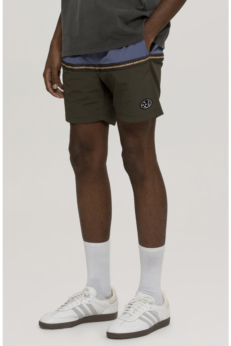 Granite Colorblock Nylon Swim Trunks, Alternate, color, THYME
