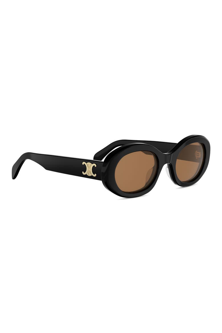 Triomphe 52mm Oval Sunglasses, Alternate, color, SHINY BLACK / ROVIEX