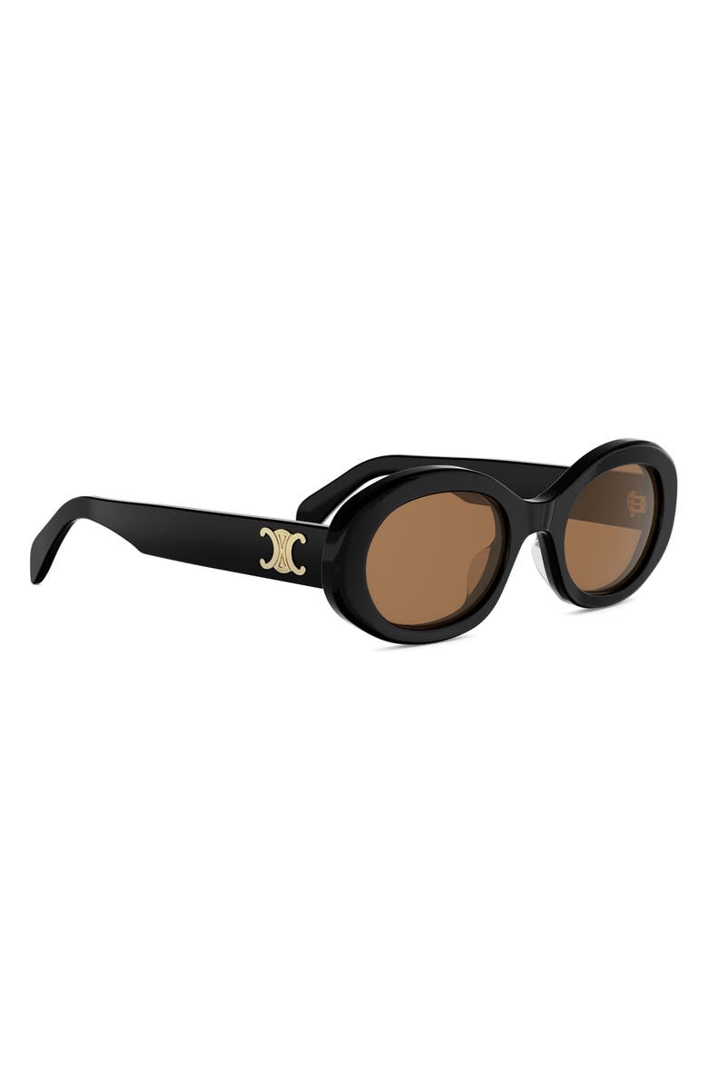 CELINE Triomphe 52mm Oval Sunglasses, Alternate, color, Shiny Black / Roviex