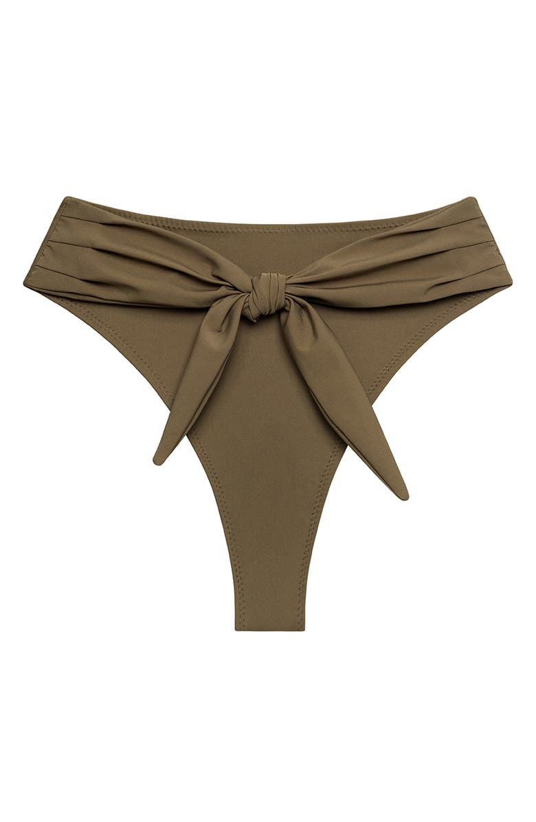MONTCE Paula Tie Front High Waist Bikini Bottoms, Alternate, color, Khaki