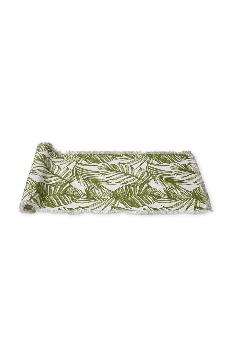 tag Palm Garden Cotton Table Runner Green Multi Summer Design, Main, color, Green