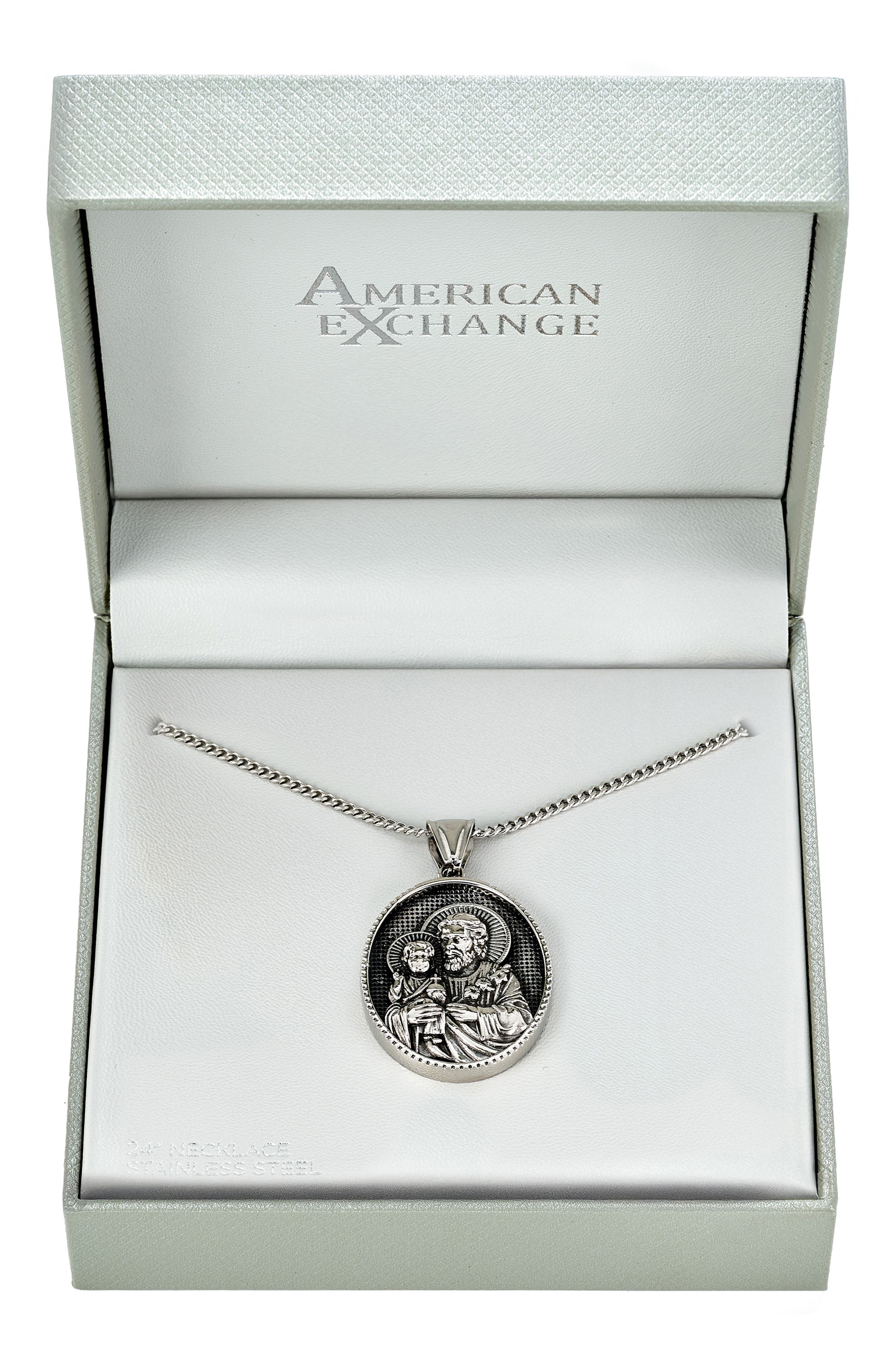 Men's Stainless Steel St. Joseph Pendant Necklace