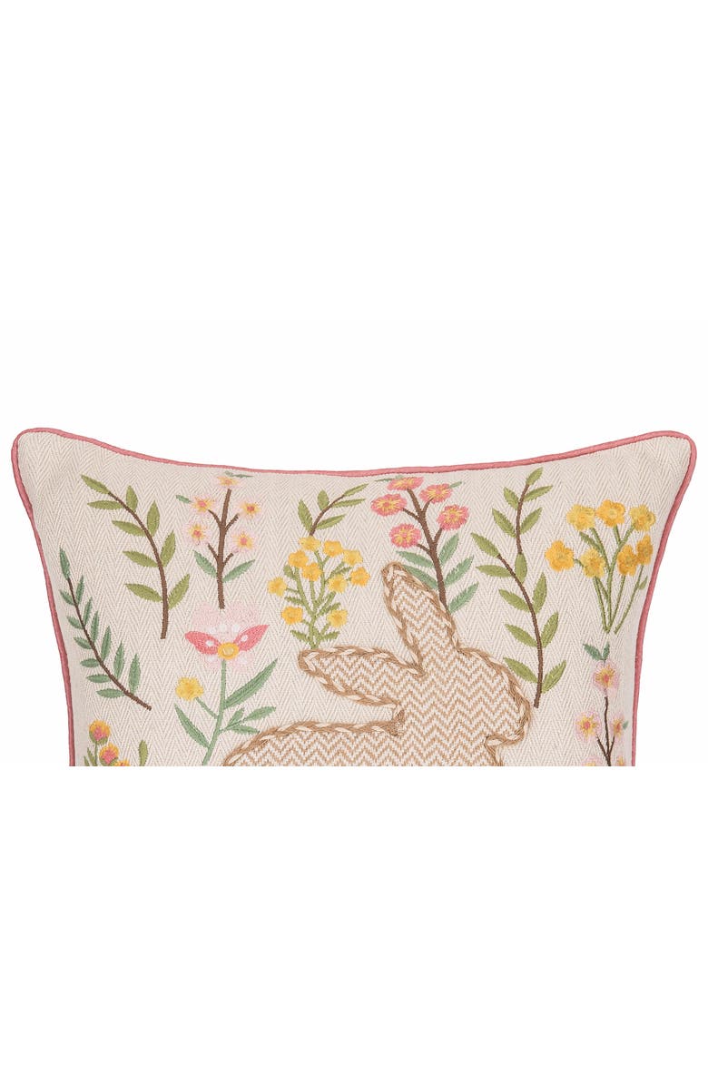 C&F Home Garden Easter Bunny Rabbit Flowers Accent Throw Pillow 16" x 16", Alternate, color, Brown