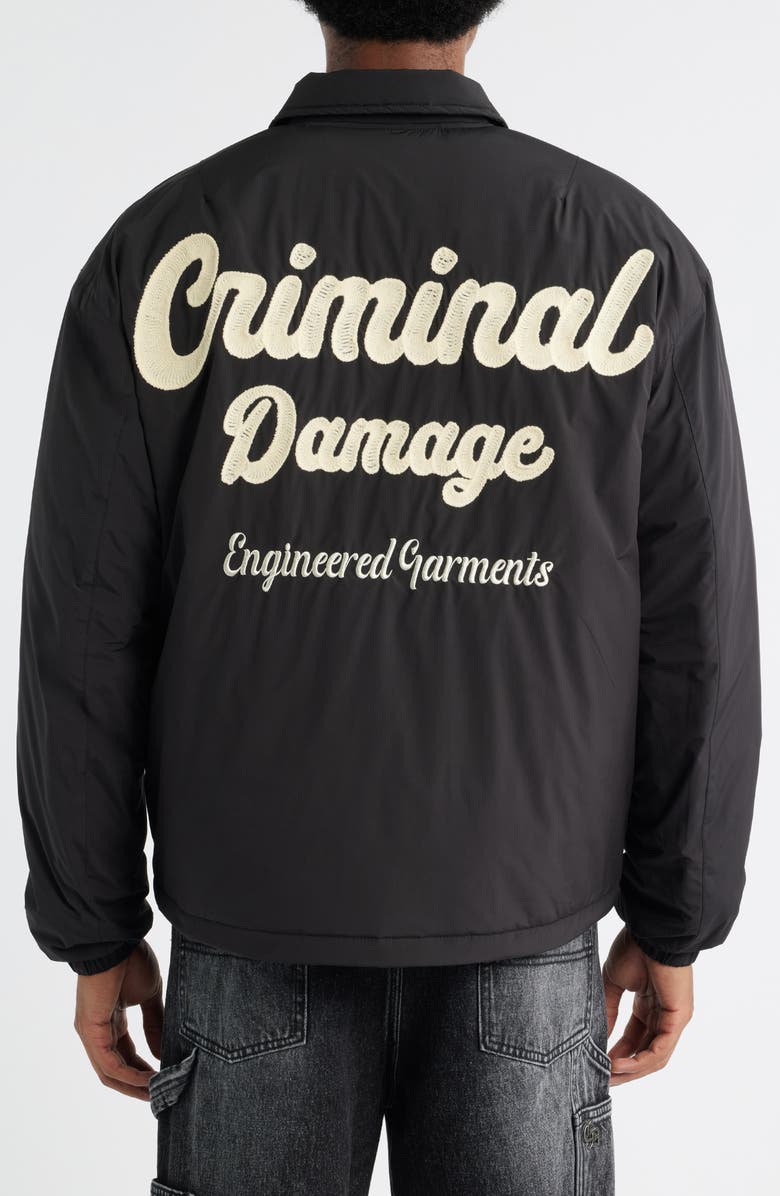 CRIMINAL DAMAGE Albany Embroidered Coach's Jacket, Alternate, color, Black