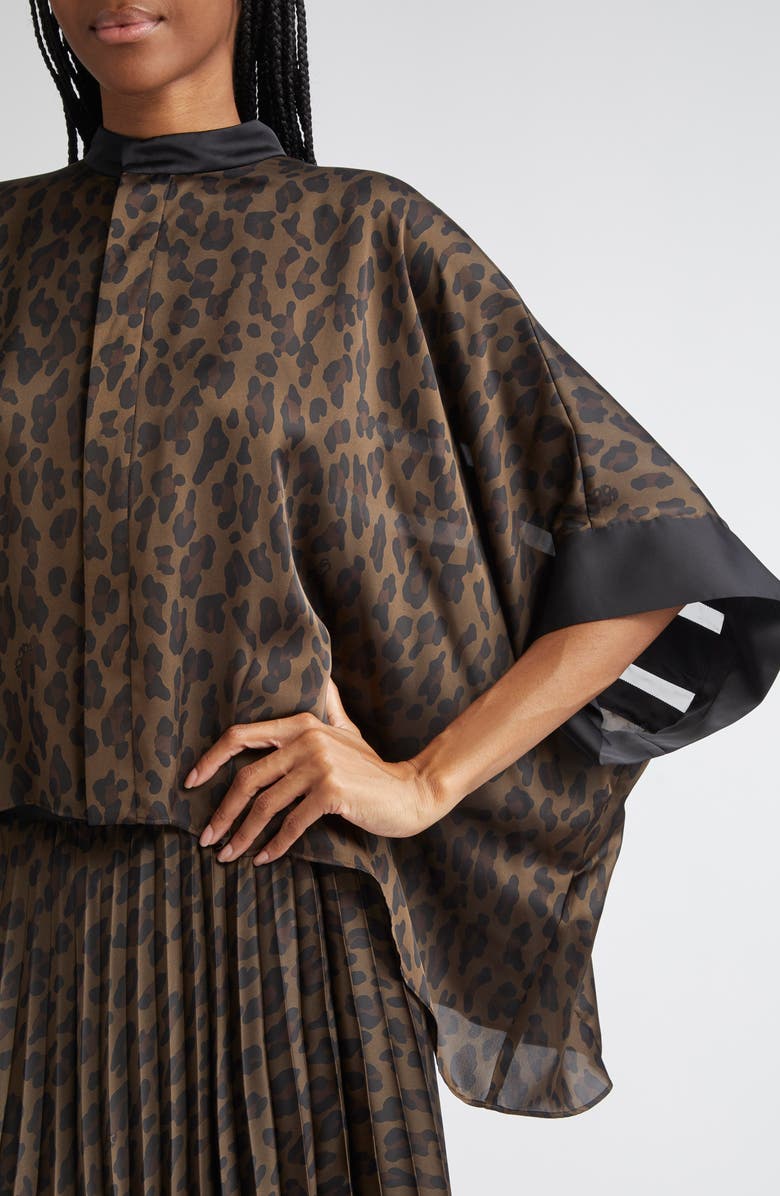 Sacai Leopard Print Mixed Media Top, Alternate, color, 