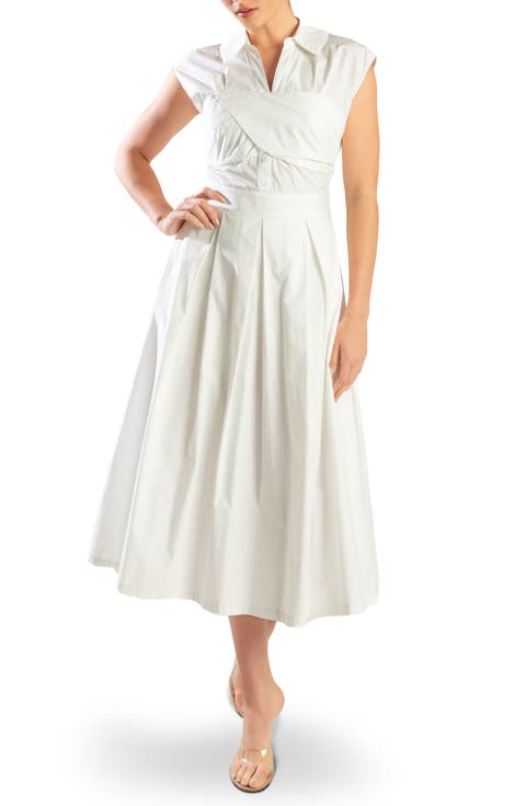 Cap Sleeve Cotton Fit & Flare Shirtdress