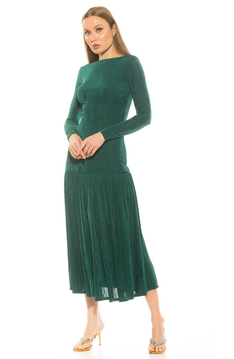 Alexia Admor Khaite Long Sleeve Midi Dress, Alternate, color, Emerald