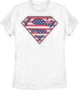 SUPERMAN Womens Superman Patriotic Logo T Shirt