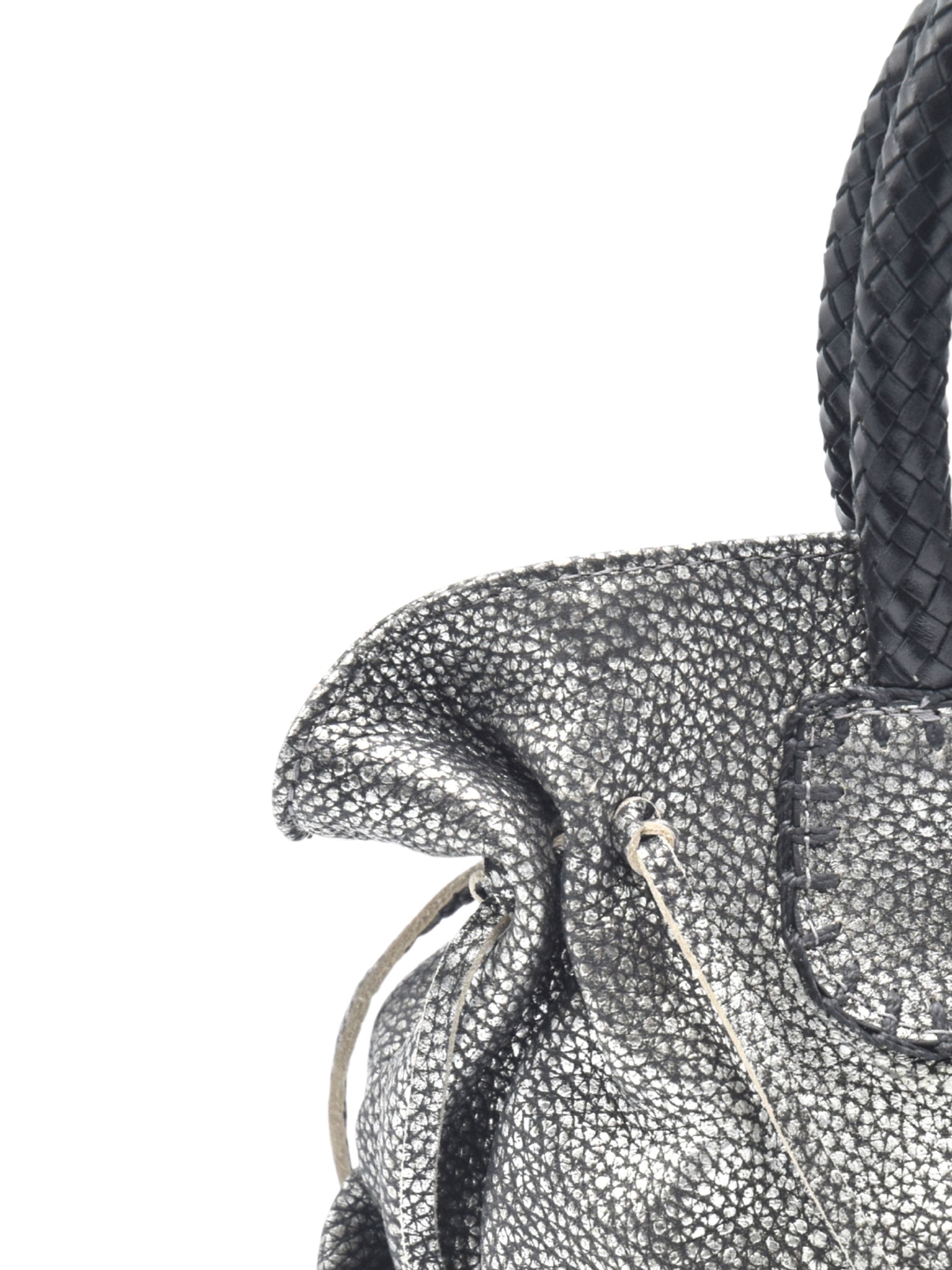 Carlos Falchi Mini Satchel Top Grain Leather Bag, Alternate, color, Roman Chrome