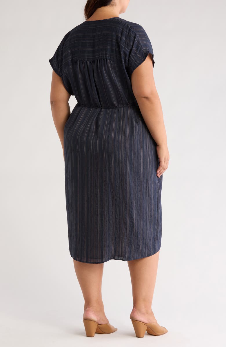 Vince Stripe Cap Sleeve Shirtdress, Alternate, color, Coastal/ Sandshell