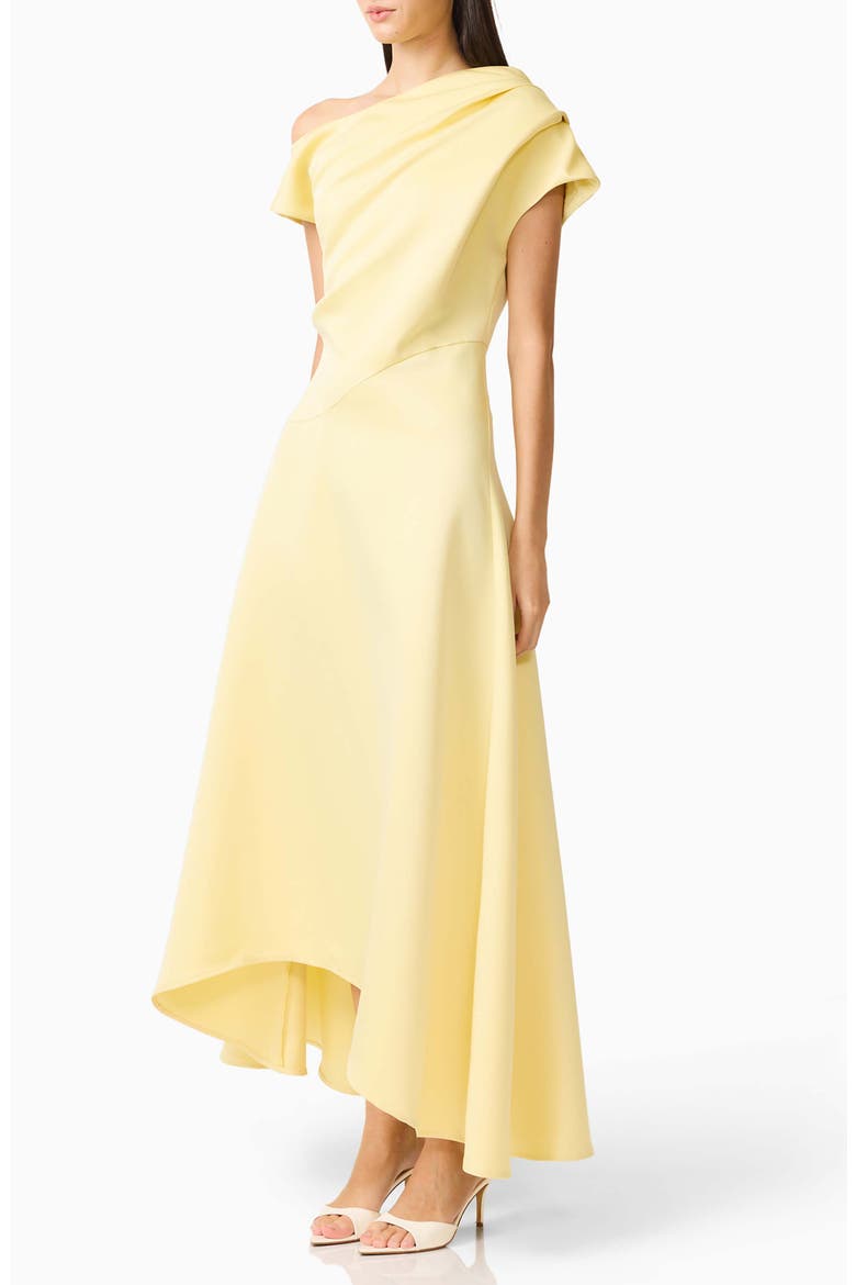 Marissa One-Shoulder Asymmetric Hem Duchess Satin Gown, Alternate, color, LEMON YELLOW