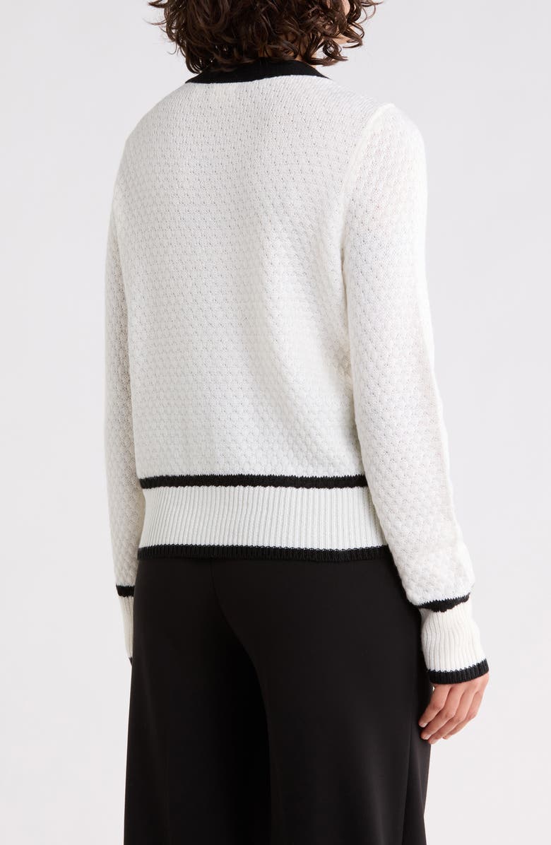 CYRUS Contrast Trim Boyfriend Cardigan, Alternate, color, Cream/ Black