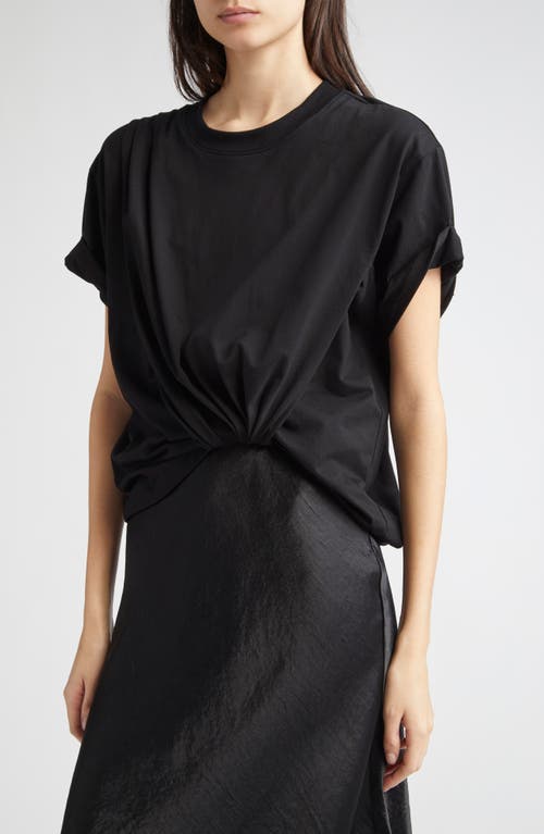 3.1 Phillip Lim Draped Cotton-jersey And Lace-trimmed Satin Midi Dress In Multi