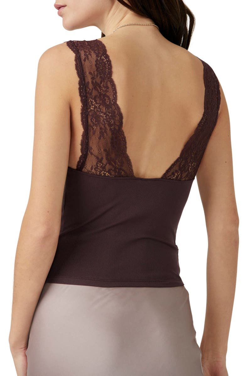 Free People Power Pay Lace Trim Camisole, Alternate, color, Chocolate Merlot