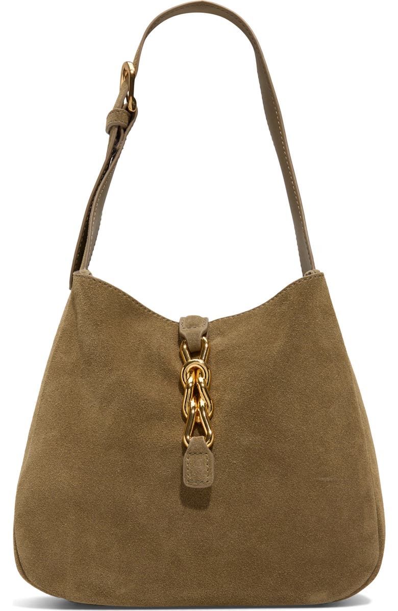 ALDO Soffiettaluxe Suede Shoulder Bag, Main, color, Khaki