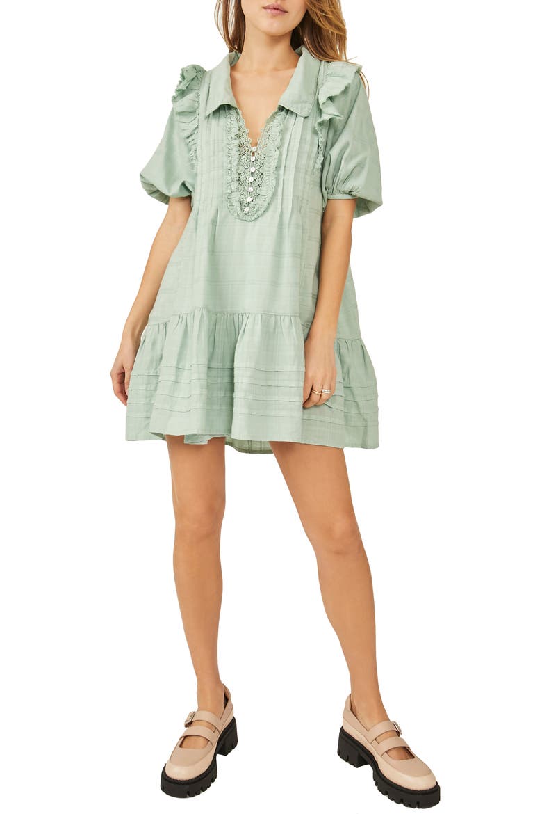 Elora Tonal Windowpane Check Minidress, Main, color, MERMAIDS TAIL