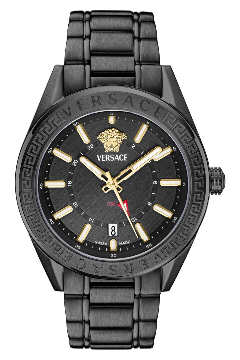 V-Code GMT Black Bracelet Watch, 42mm, Main, color, BLACK