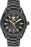 Versace V-Code GMT Black Bracelet Watch, 42mm