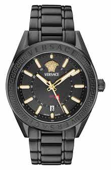 Versace V-Code GMT Black Bracelet Watch, 42mm