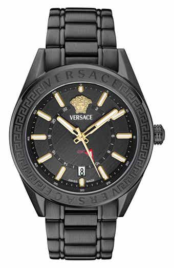 Versace V-Code GMT Black Bracelet Watch, 42mm