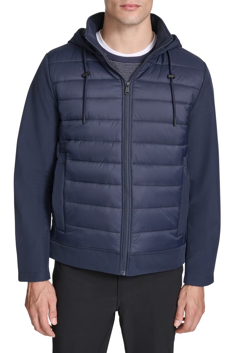 Quilted Zip-Up Jacket, Main, color, NAVY