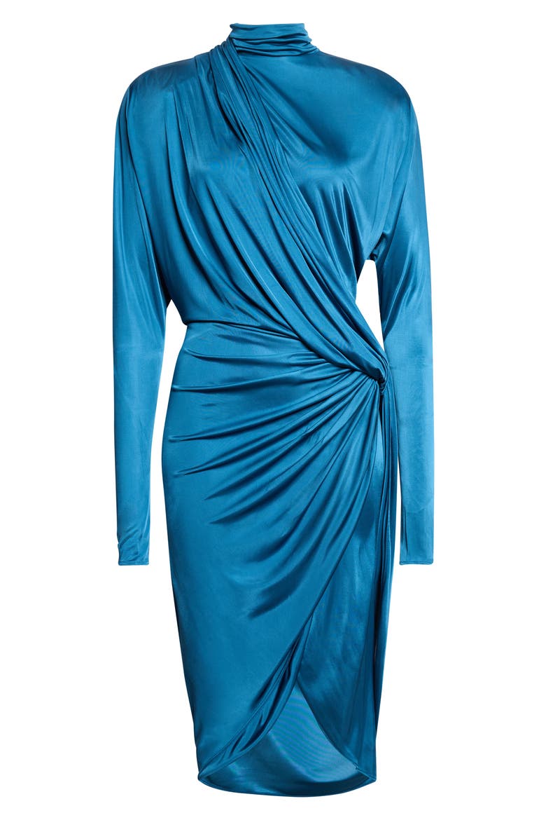 Draped Viscose Jersey Midi Dress, Main, color, A49 DEEP BLUE