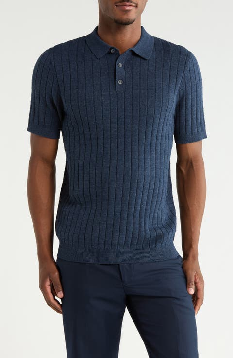 Short Sleeve Grid Sweater Knit Polo