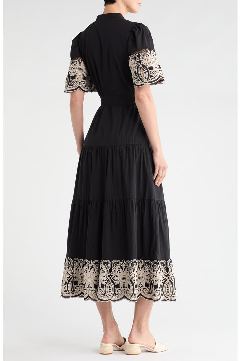 Southampton Embroidered Maxi Shirtdress, Alternate, color, BLACK/ GARDENIA