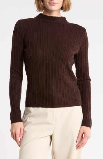 Pointelle Funnel Neck Sweater