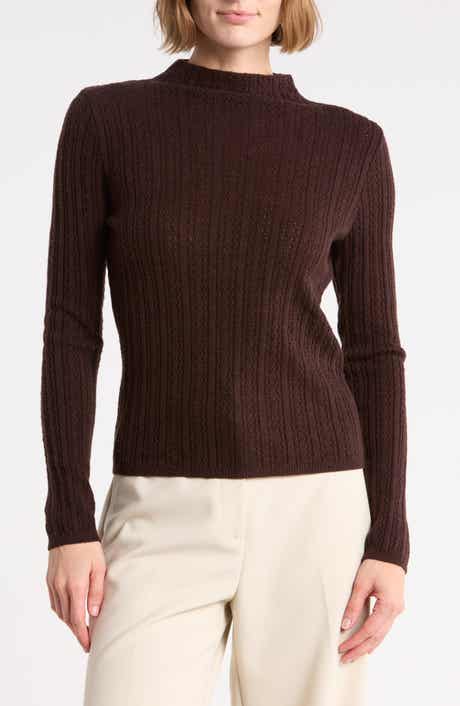 Pointelle Funnel Neck Sweater