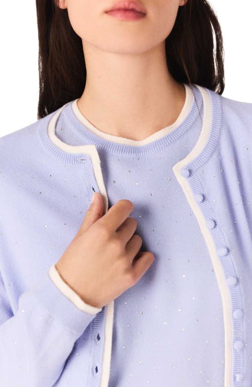 Maje Knit Embellished Cardigan In Blue