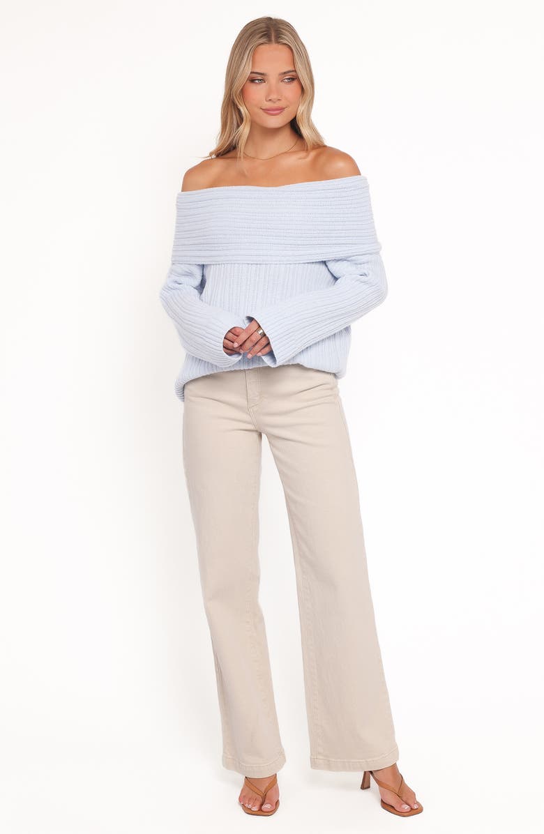 Petal & Pup Kenny Off the Shoulder Rib Sweater, Alternate, color, Pale Blue