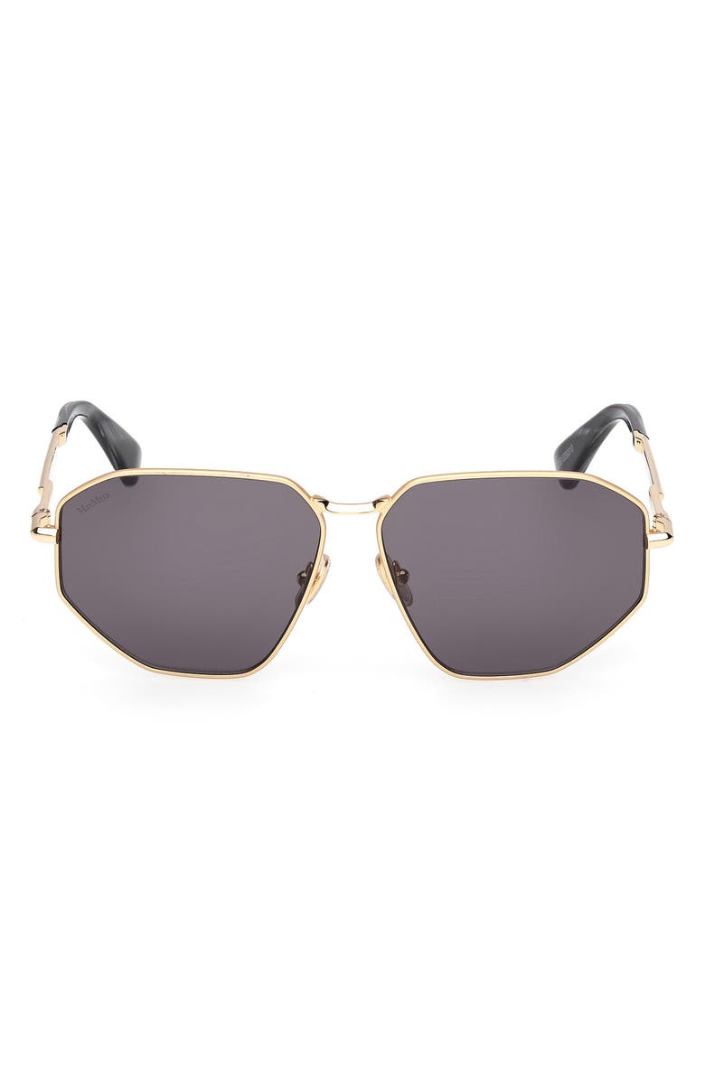 Max Mara Miller 54mm Navigator Sunglasses, Main, color, Deep Gold/ Black Horn/ Smoke