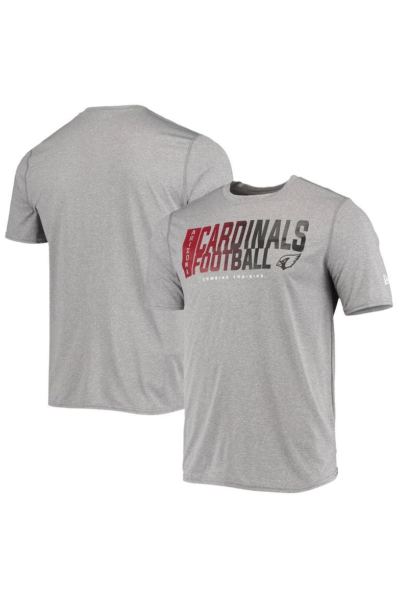 Men's New Era Heathered Gray Arizona Cardinals Combine Authentic Game On T-Shirt, Alternate, color, Heather Gray