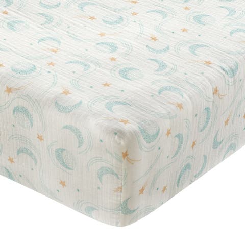 Signature 100% Organic Cotton Muslin Celestial Fitted Crib Sheet