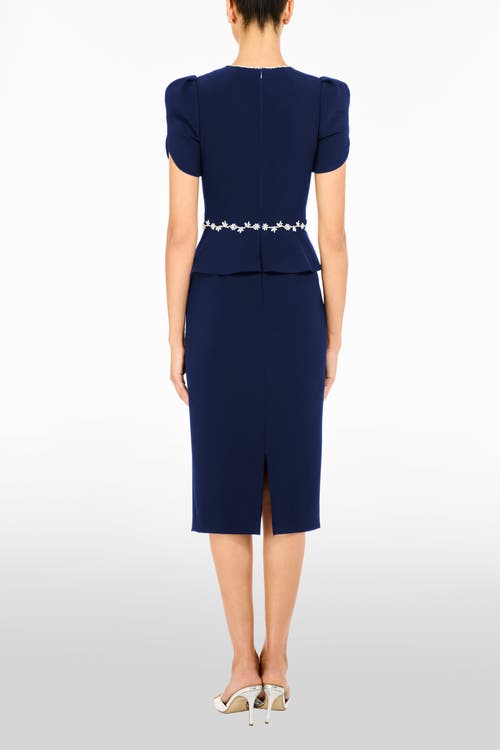 Jenny Packham Jules Floral-embellished Midi Dress In Blue