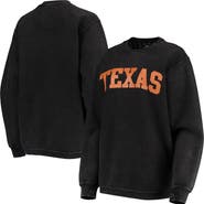 PRESSBOX Women's Pressbox Black Texas Longhorns Comfy Cord Vintage Wash Basic Arch Pullover Sweatshirt