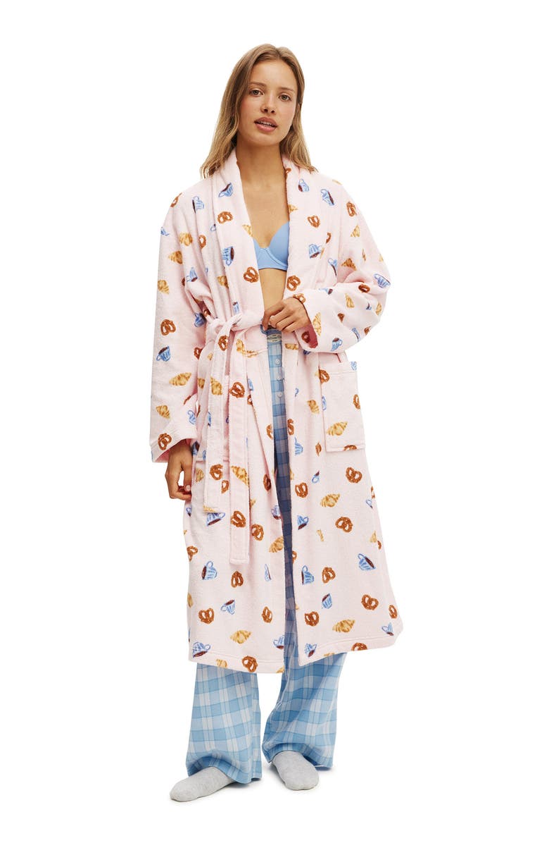 COTTON ON BODY Women's Luxe Terry Robe, Main, color, Brunch Croissant
