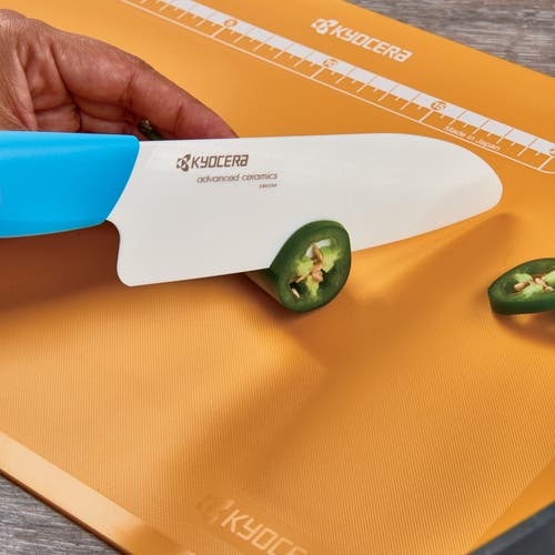 Kyocera Revolution Ceramic 5-1/2 Inch Santoku Knife In Blue