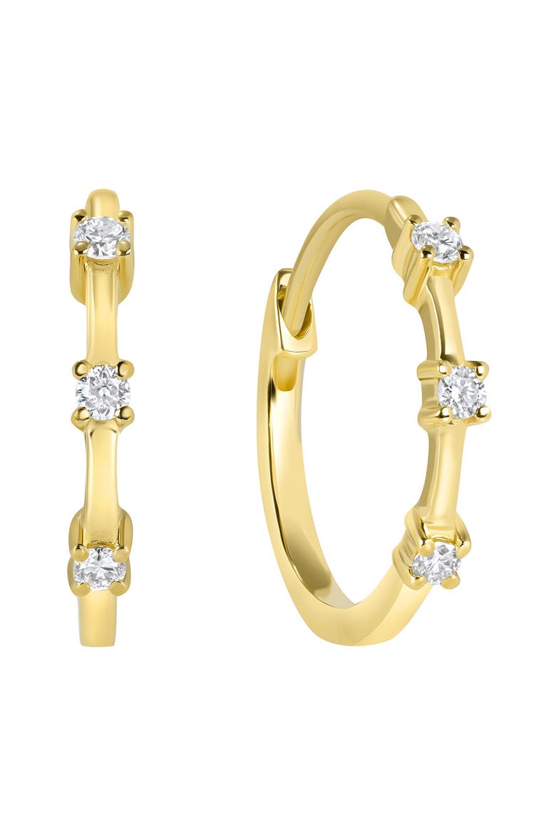 Diamond Huggie Hoop Earrings, Main, color, 14K YG