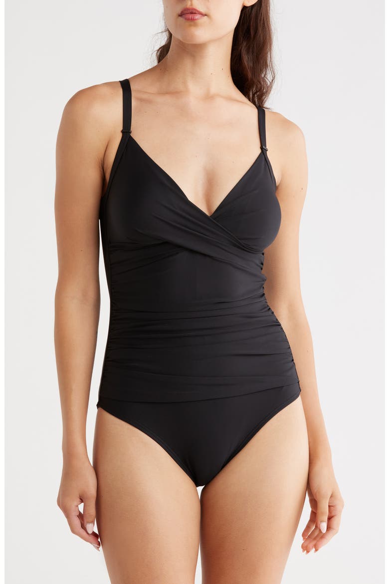 Twisted One-Piece Swimsuit, Main, color, BLACK