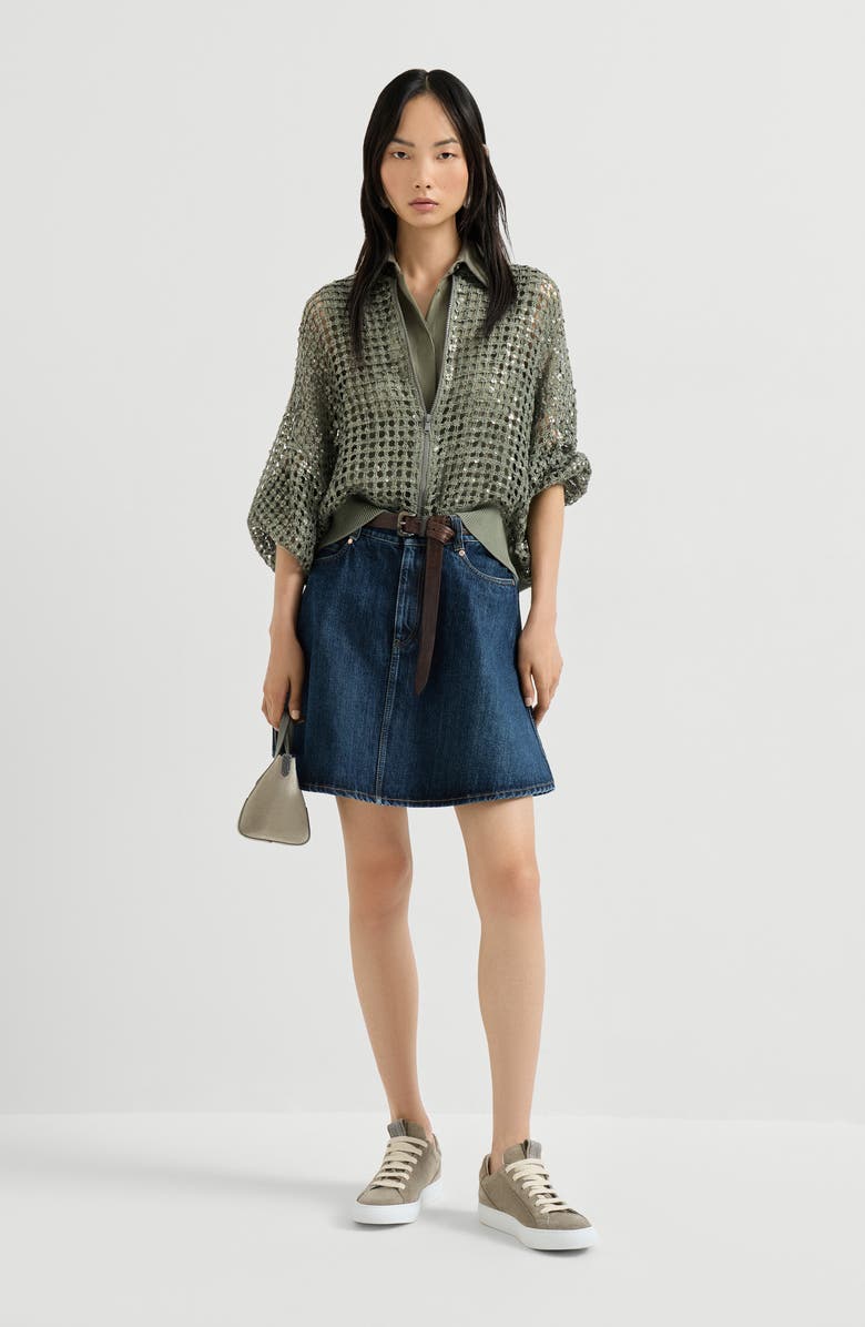 Brunello Cucinelli Stretch poplin shirt, Alternate, color, Green