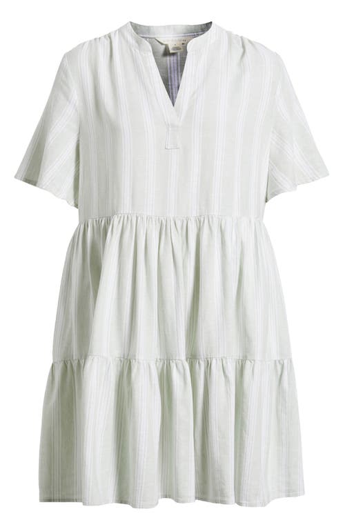 Caslon ® Easy Tiered Linen Blend Shift Dress In White