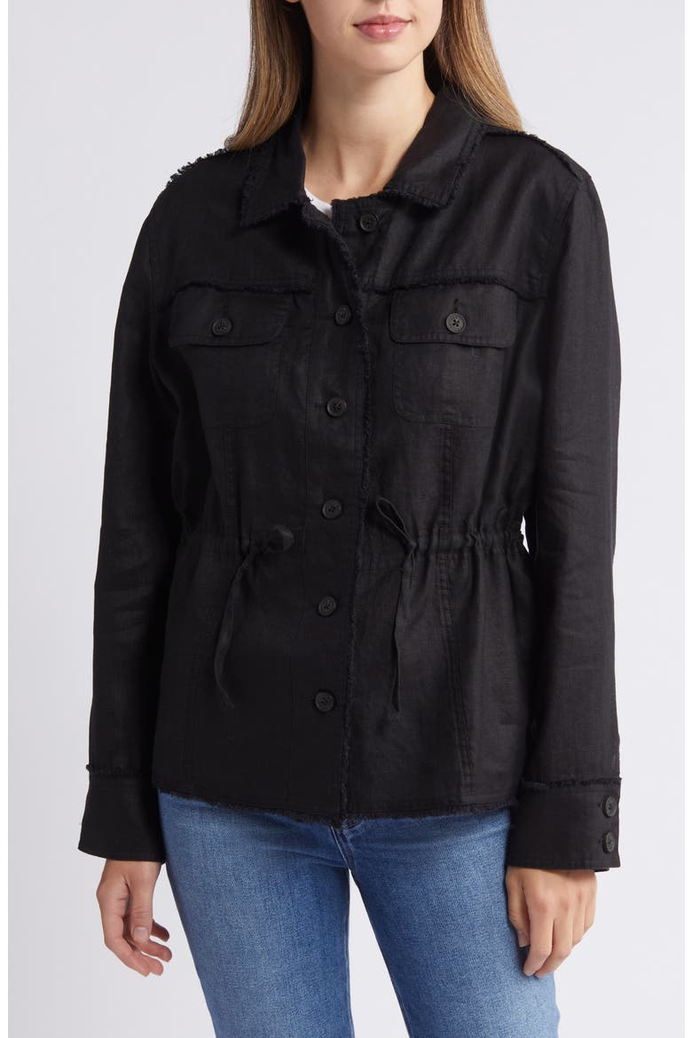 Two Palms Linen Utility Jacket, Alternate, color, BLACK