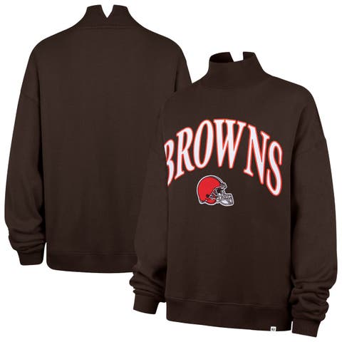 Women's '47 Brown Cleveland Browns Oversized Vantage Mock Neck Sweatshirt
