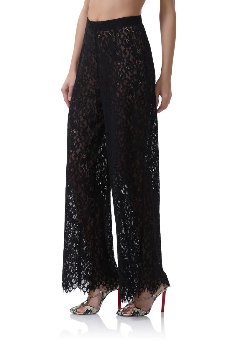 AFRM Pamela Sheer Lace Pants, Alternate, color, Noir
