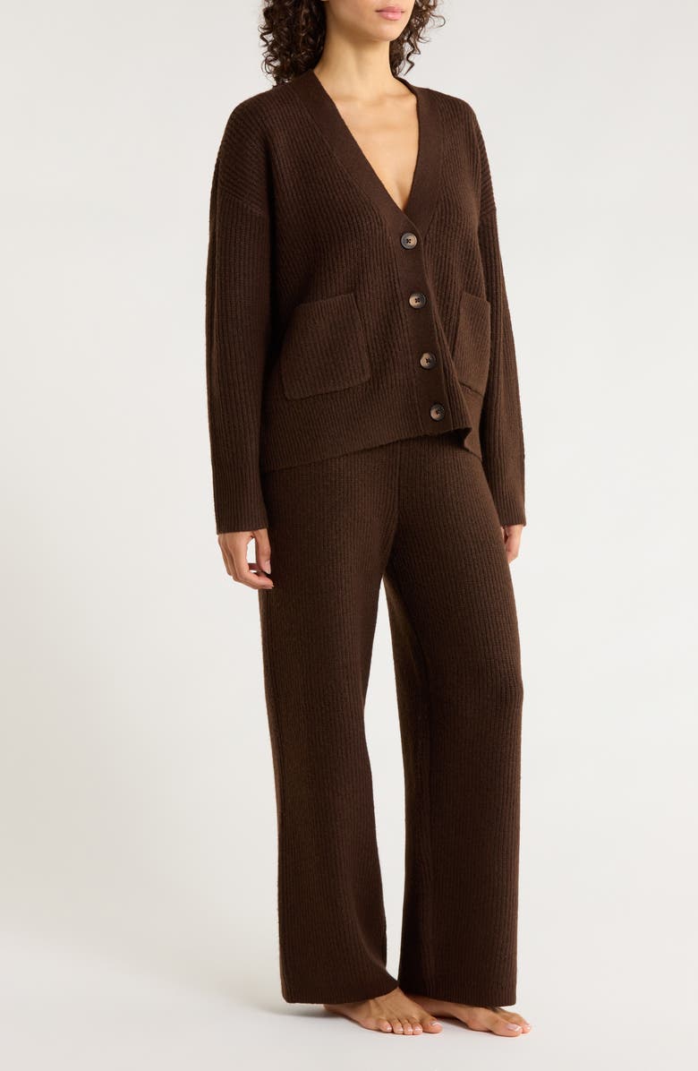 Nordstrom Cozy Rib Lounge Set, Alternate, color, Dark Brown