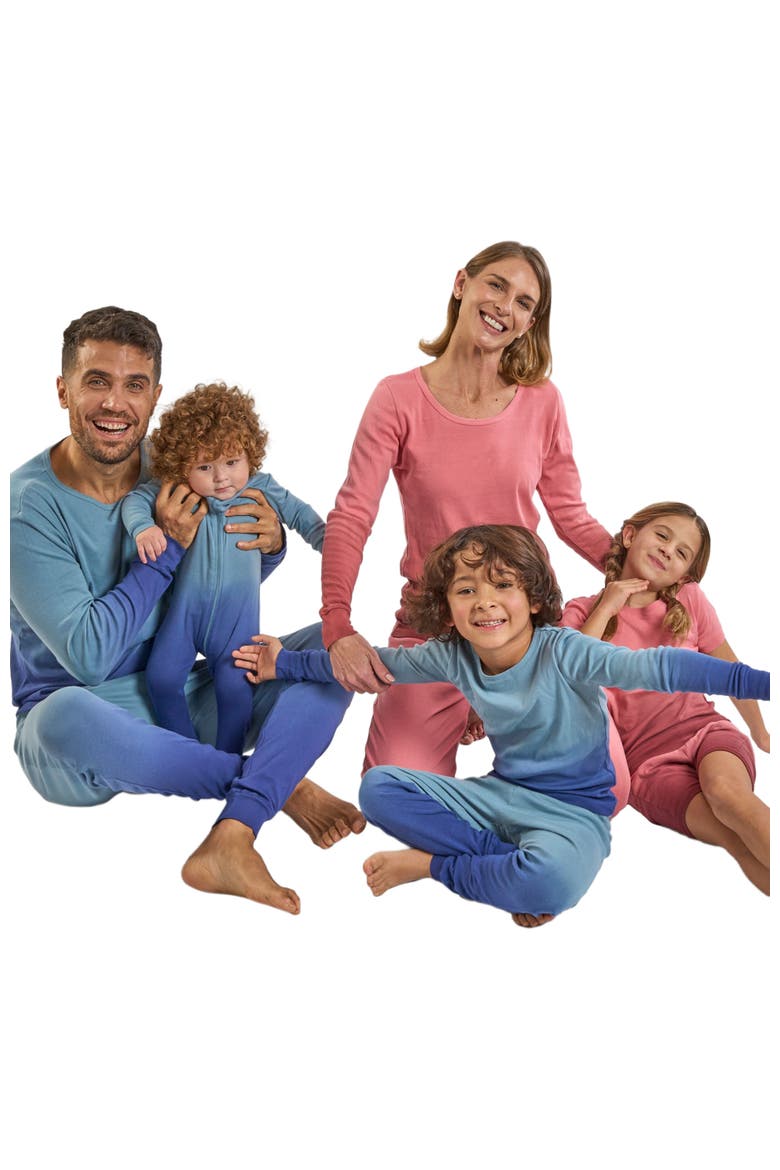 Kids Short Sleeve Cotton Tie Dye Matching Family Pajamas, Alternate, color, Tie Dye Blue