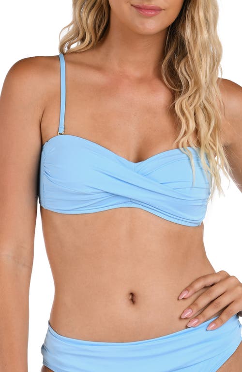 Shop La Blanca Island Goddess Twist Bandeau Bikini Top In Crystal Blue