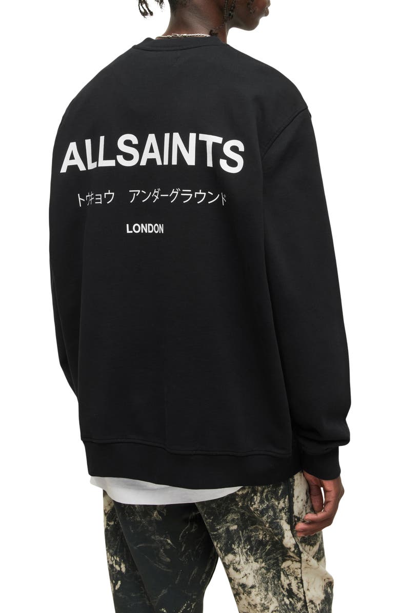 AllSaints Underground Logo Organic Cotton Graphic Sweatshirt, Alternate, color, Jet Black